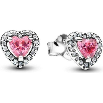 PANDORA Peckové náušnice Vyvýšené růžové srdce 298427C02