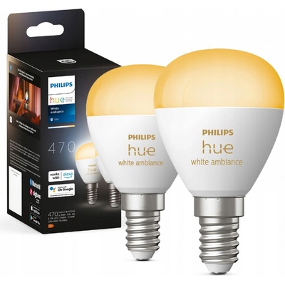 Philips SADA 2x LED Stmívatelná žárovka Hue WHITE AMBIANCE P45 E14/5,1W/230V P5748
