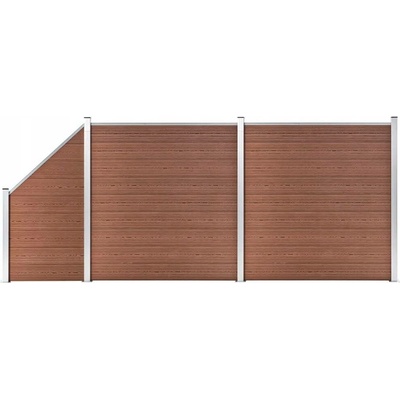 vidaXL Plotová sada WPC 2 čtvercové + 1 šikmý díl 446 x 186 cm hnědá