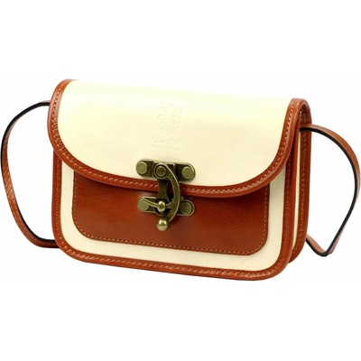 Dámska malá kožená crossbody kabelka béžovo-hnedá na rameno Florence 57