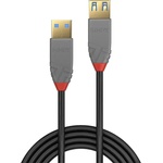 Lindy Кабел Lindy Anthra Line, от USB Type-A 3.0 (м) към USB Type-A 3.0 (ж), 3.0 м, черен (LNY-36763)