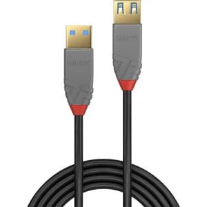 Lindy Кабел Lindy Anthra Line, от USB Type-A 3.0 (м) към USB Type-A 3.0 (ж), 3.0 м, черен (LNY-36763)