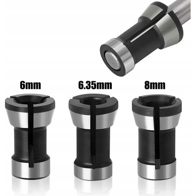 SADA 3 REDUKČNÝCH PÚZDIER PRE FRÉZKU 6MM 8MM 6,35MM