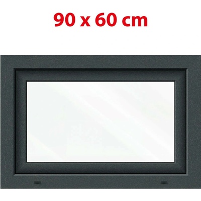 OKNA HNED Plastové okno (60 × 90 cm) otevíravě-sklopné pravé antracit/bílá pro vedlejší prostory Aplast 60