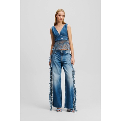 Karl Lagerfeld JEANS KLJ MR RELAXED FRINGE DENIM STONE WASHED MID BLUE