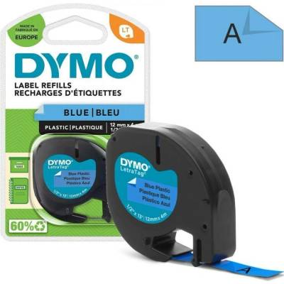 Páska DYMO LetraTag, černý tisk, 12mm (59426) modrá pvc, 4m