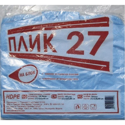 Торби на блок 10л. 27х50 см 100бр. прозр. син (2711031-1-64)