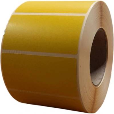 Papierová Etiketa 100 mm x 50 mm, Matný papier, Žltá, Dutinka 76 mm, 2000 ks/kotúč, Permanentné lepidlo, Priemer kotúča 155 mm