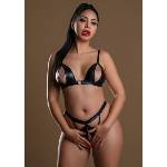 Daring Intimates Комплект сутиен с отворена чаша и бикини с отворен чатал, l/xl