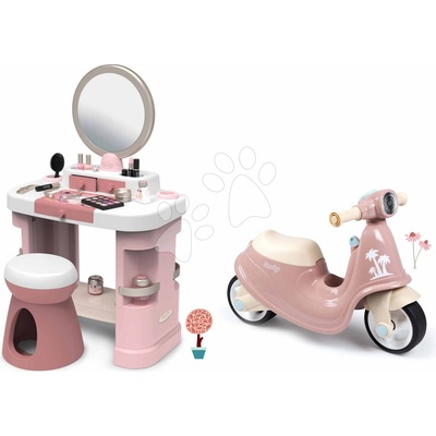 My Beauty Dressing Table Smoby Set kozmetický stolík a odrážadlo motorka so stoličkou a nastaviteľným zrkadlom