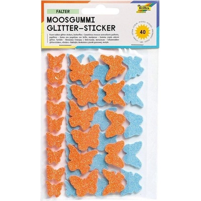 Folia Moosgummi samolepky Motýle trblietavé 40 ks