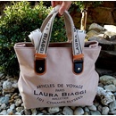 Laura Biaggi kabelka krémová semišová matná zlaté kovanie