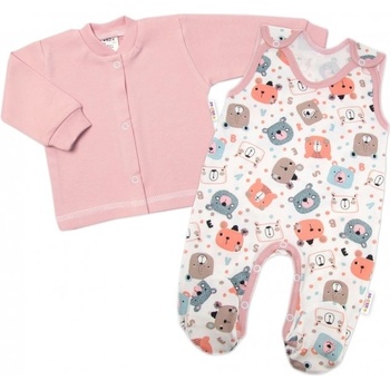 Baby Nellys Kojenecké dupačky bavlna s košilkou Space Bear pastel pudrová