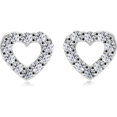 Šperky eshop diamantové z bílého zlata kontura srdíčka čiré brilianty puzetky S3BT509.34