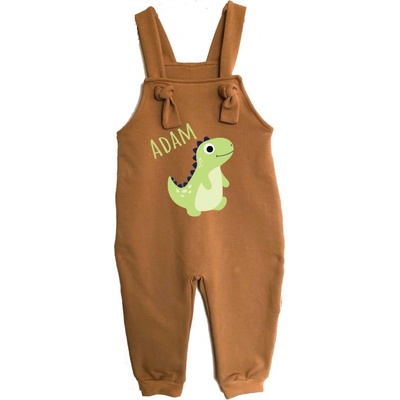 Mothylic for Kids Dětské rostoucí lacláče Dino + jméno hnedá