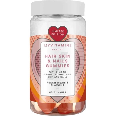 MyProtein MyVitamins Hair Skin & Nails Gummies Limited Edition 60 bonbonů broskvové srdce
