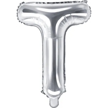 PartyDeco Балон от фолио Mini - Буква Т 35см сребърен