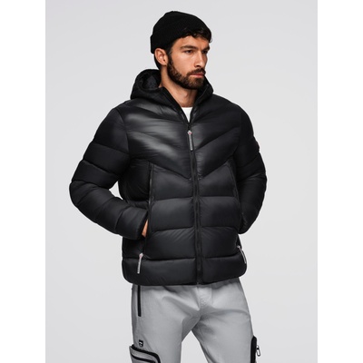 Ombre Clothing Мъжко модерно стегнато яке от комбинирани материали - черно V1 OM-JAHP-0303 Ombre Clothing Ombre Clothing | Cheren | МЪЖЕ | S
