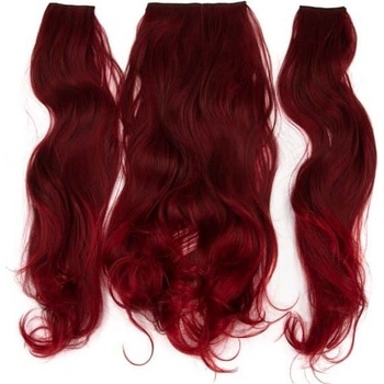 Clip in vlasy 3 dielny set Vlnitý F38 Červené víno