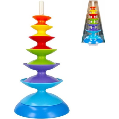 ΩBAM BAM Baby Veža vzdelávacia navliekacia pyramída 35cm pre bábätko plast