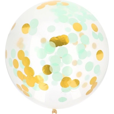Folat BALÓNEK latexový s konfetami Gold & Mint 61 cm