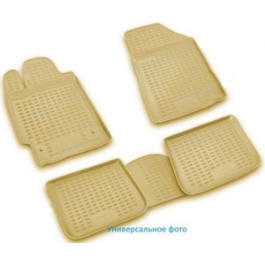  3D Гумени стелки за Audi A8 (2002-2009) long base, бежови 4pcs