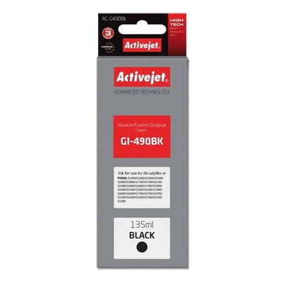 Activejet Мастило Activejet AC-G490Bk (заместител за Canon GI-490BK, Supreme, 135 ml, 6000 страници, черно) (AC-G490Bk)