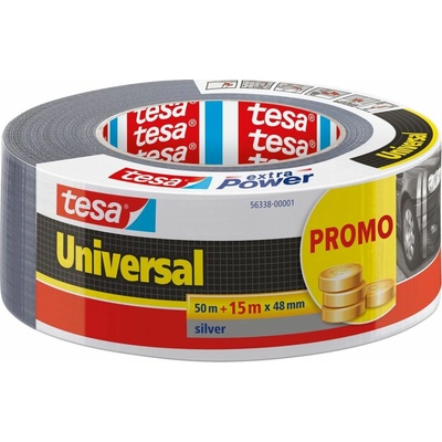 Tesa Extra Power Promo Universal Textilná páska 48 mm × 50 m + 15 m strieborná 56338-00001-01