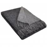 Interblanket 100% Вълнено Двулицево Одеяло - Тъмносиво & Светлосиво С Ресни (150 x 200 См)