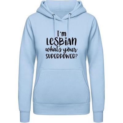 AWDis Hoodie mikina Som lesbička aká je tvoja superschopnosť? nebeská modrá