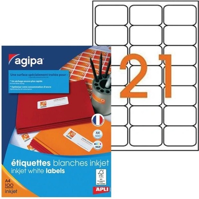 Etikety inkjet 63,5x38,1mm Agipa A4 100 hárkov