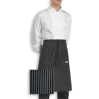 Egochef zástera nízka s vreckom jemné biele pásy