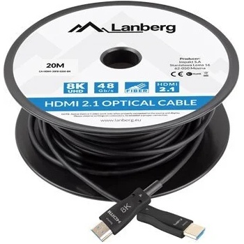 Lanberg Lanberg CA-HDMI-30FB-0200-BK кабел, оптичен, HDMI, M/M, v2.1, 8K, AOC, 20m (CA-HDMI-30FB-0200-BK)