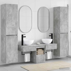 vidaXL Комплект мебели за баня 5 бр. Бетонно сиво 33 x 34, 5 x 160 см (3406006)