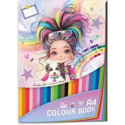 Barevný papír A4, 24 listů-13barev, 150g/m2 Rainbow Ella 1703-0426