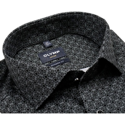 Olymp Modern Fit košile s černým vzorem šedá