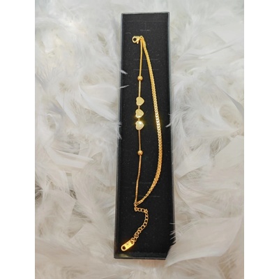 Gella 3.4NAR náramok na ruku dámsky zlatý dvojitý so srdiečkami