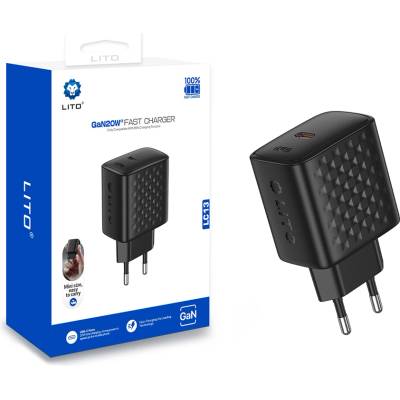 LITO Зарядно - Lito - (LC13) - Type-C, PD20W, GaN, PC Fireproof, EU Plug - Черен