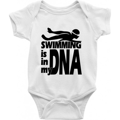 Swimming is in my DNA Dojčenské body krátký rukáv biele