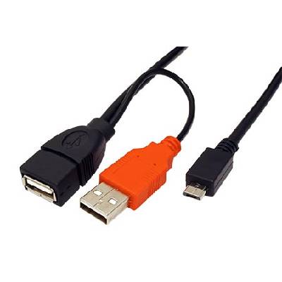 ROLINE USB 2.0 Y kabel USB A(F) + USB A(M) - microUSB B(M), OTG, 1m,černý - 19.08.1009
