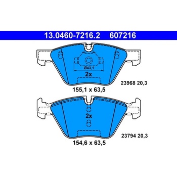 ATE Sada brzdových platničiek kotúčovej brzdy 13046072162