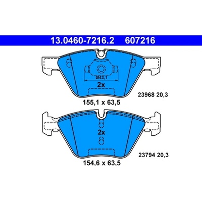 ATE Sada brzdových platničiek kotúčovej brzdy 13046072162