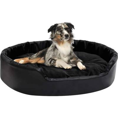 vidaXL 90x79x20 cm black plush/pleather 171263