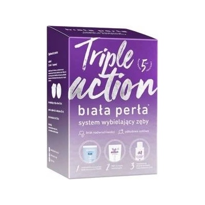 BIALA PERLA_SET Triple Action whitening system for bleaching toothpaste 30ml + bleaching gel 50ml + spitting liquid 100ml + molding pads x3