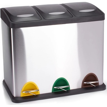 MSV Стоманено кошче за боклук за рециклиране с педал в матово сребрист цвят 3x8 l Tri Selectif - MSV (100353)