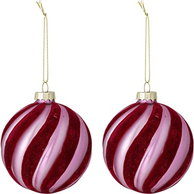 Bloomingville Vánoční ozdoba Sayla Red Glass – set 2 ks, červená barva, sklo