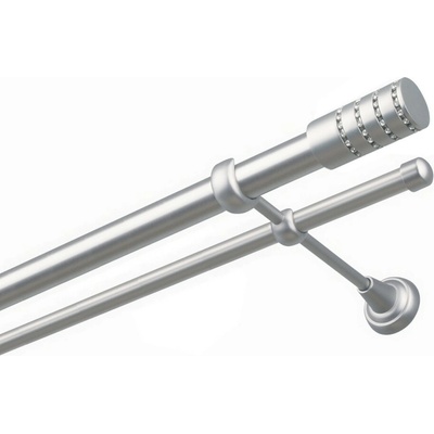 OK-GarnýžeCZ Garnýž kovová dvouřadá 25/16mm Cylinder crystal satina 190 cm do stěny / na tunýlek - bez kroužků