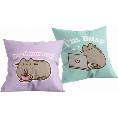 Halantex Obojstranný vankúš mačička Pusheen motív Good morning 40x40