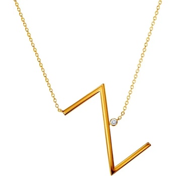 Image 1 of SAVICKI Колие с буква Z: позлатено сребро. бял сапфир