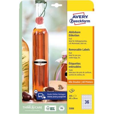 AVERY Етикет AVERY L5086 40x20mm овален подвижен 10 листа (5086)
